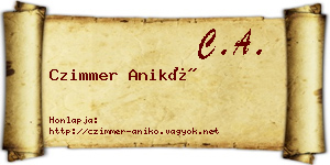 Czimmer Anikó névjegykártya